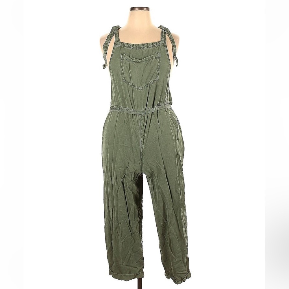 Aerie Green Chambray Overall Jumpsuit XL